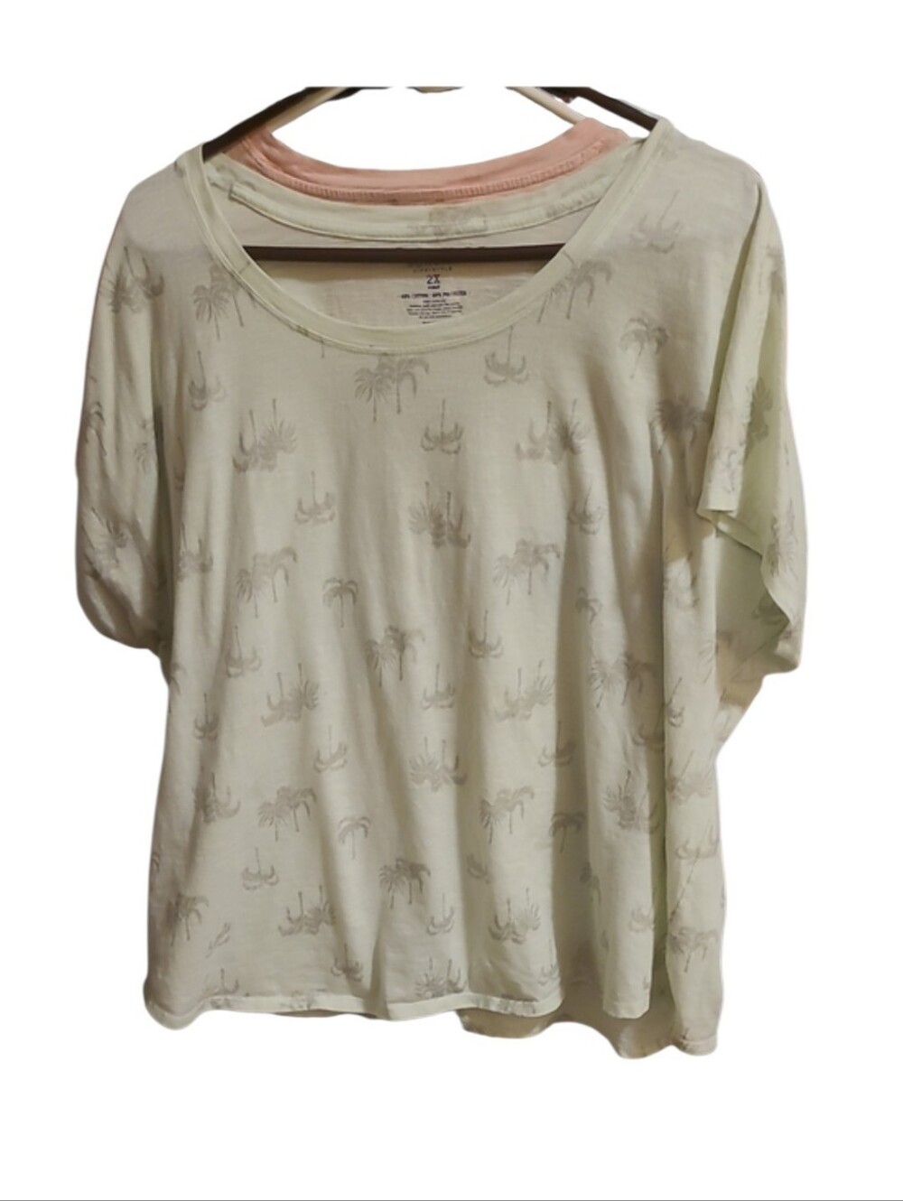 Sonoma Pale Mint Palm-Print Short Sleeve Tee PTP 27